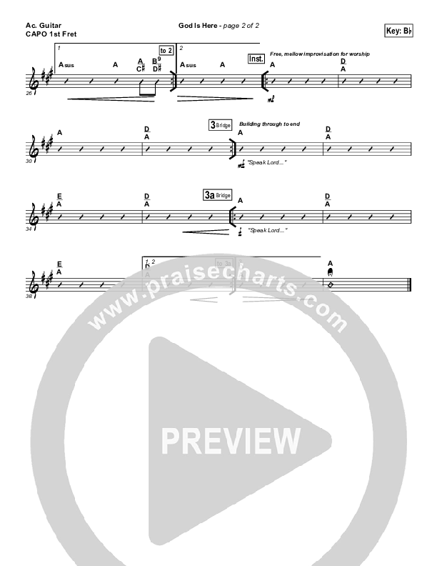 God Is Here Acoustic Guitar (Martha Munizzi)