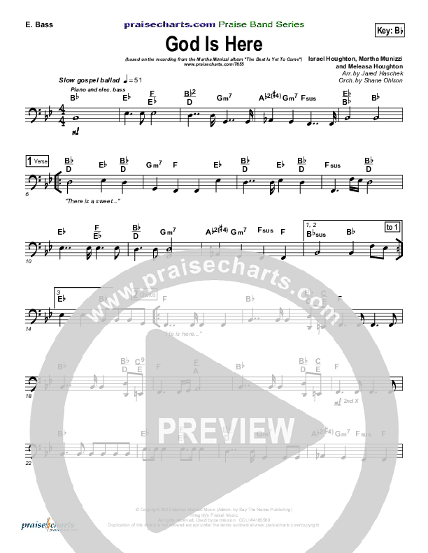 God Is Here Bass Guitar (Martha Munizzi)