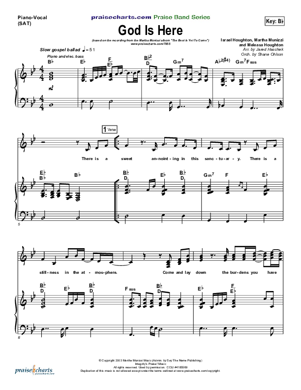 God Is Here Piano/Vocal & Lead (Martha Munizzi)