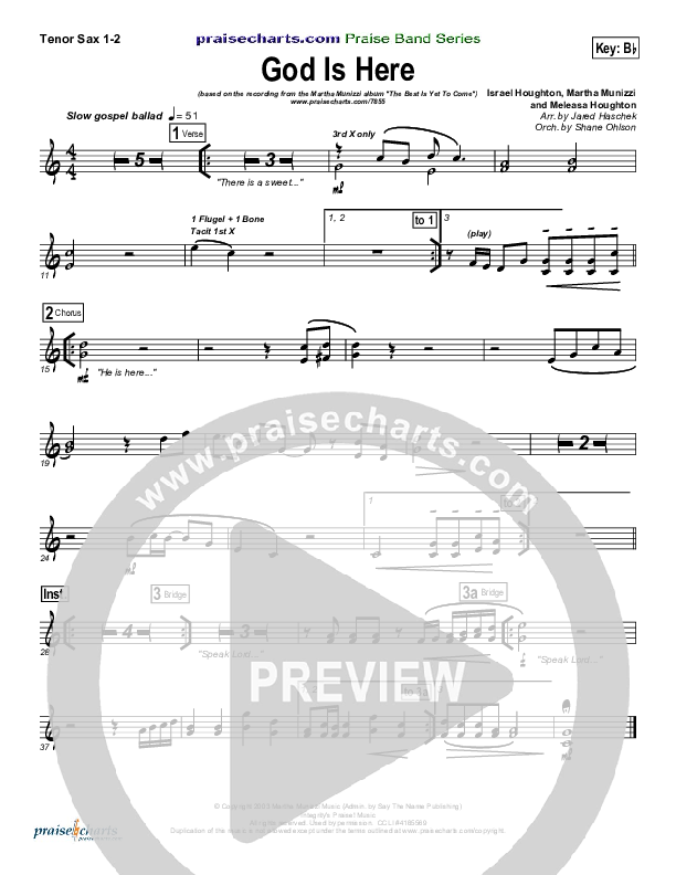 God Is Here Tenor Sax 1/2 (Martha Munizzi)