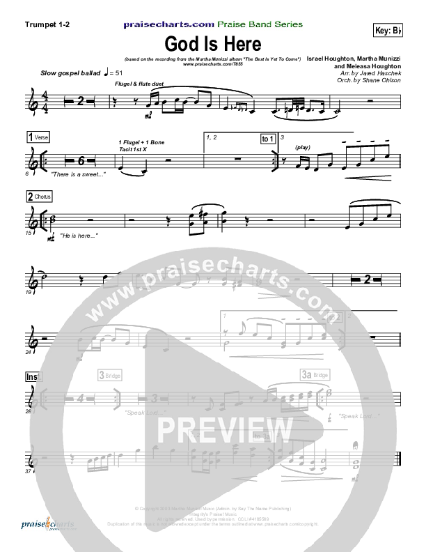 God Is Here Trumpet 1,2 (Martha Munizzi)