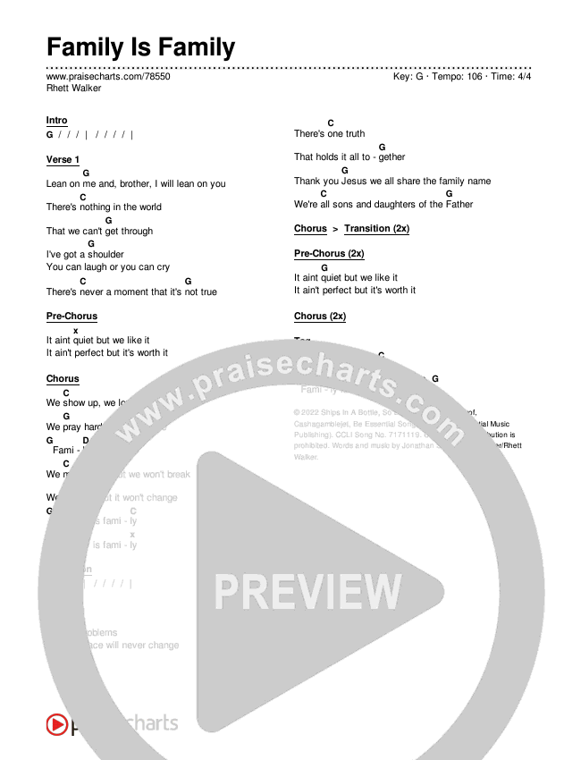 Family Is Family Chords & Lyrics (Rhett Walker)