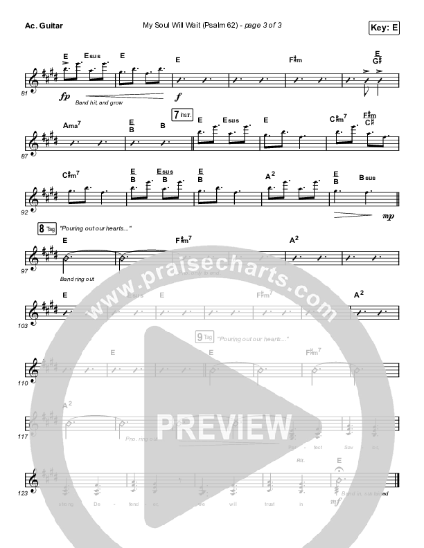 My Soul Will Wait (Psalm 62) (Unison/2-Part Choir) Acoustic Guitar (Sovereign Grace / Arr. Erik Foster)