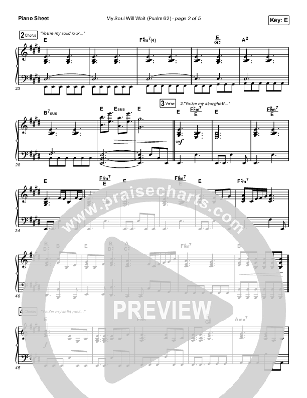 My Soul Will Wait (Psalm 62) (Unison/2-Part Choir) Piano Sheet (Sovereign Grace / Arr. Erik Foster)