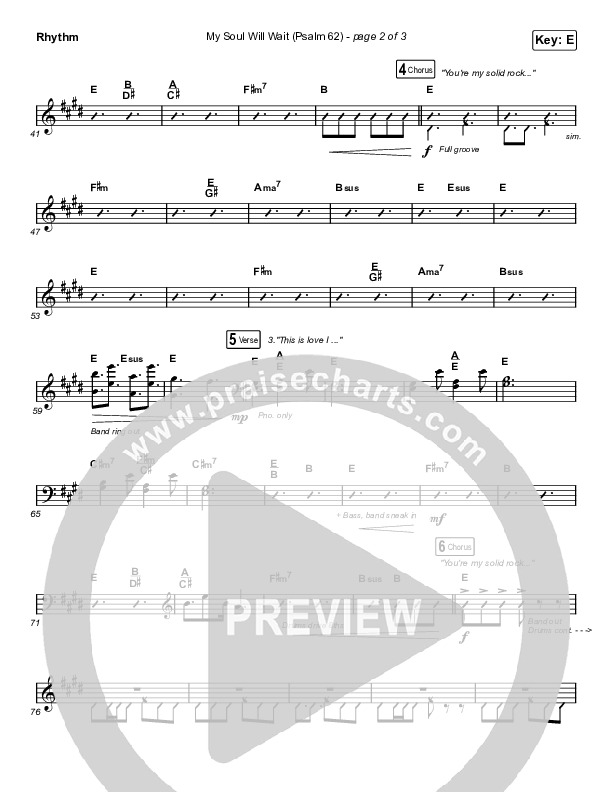 My Soul Will Wait (Psalm 62) (Unison/2-Part Choir) Rhythm Chart (Sovereign Grace / Arr. Erik Foster)