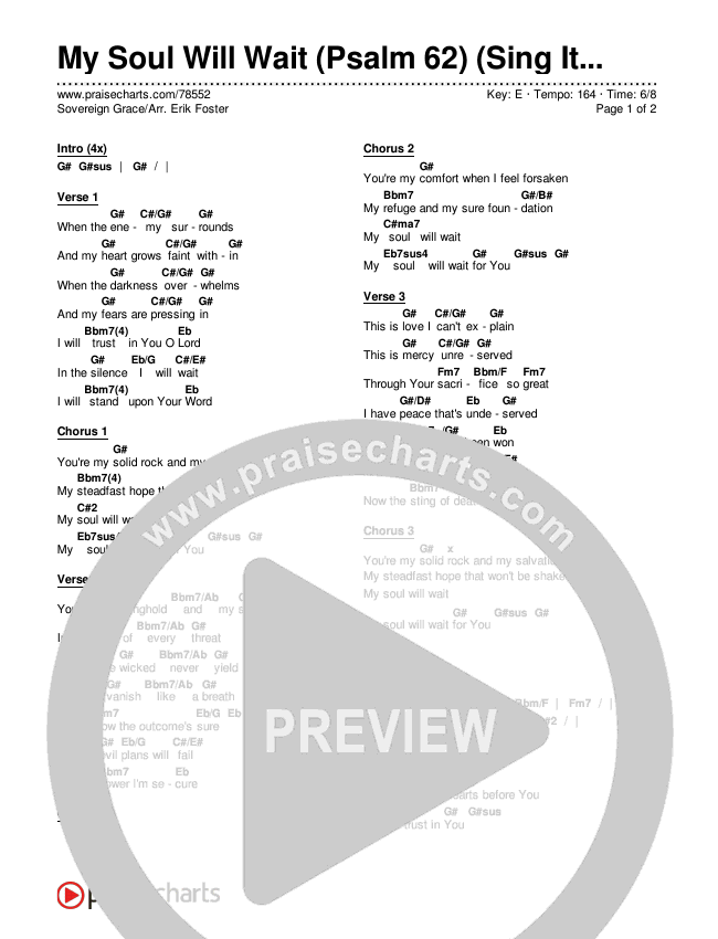 My Soul Will Wait (Psalm 62) (Sing It Now SATB) Chords & Lyrics (Sovereign Grace / Arr. Erik Foster)