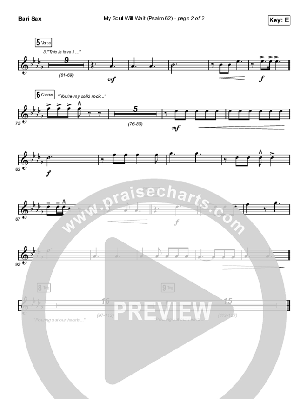 My Soul Will Wait (Psalm 62) (Sing It Now SATB) Bari Sax (Sovereign Grace / Arr. Erik Foster)