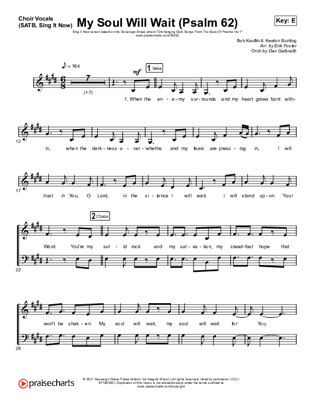 My Soul Will Wait (Psalm 62) (Sing It Now SATB) Choir Sheet (SATB) (Sovereign Grace / Arr. Erik Foster)