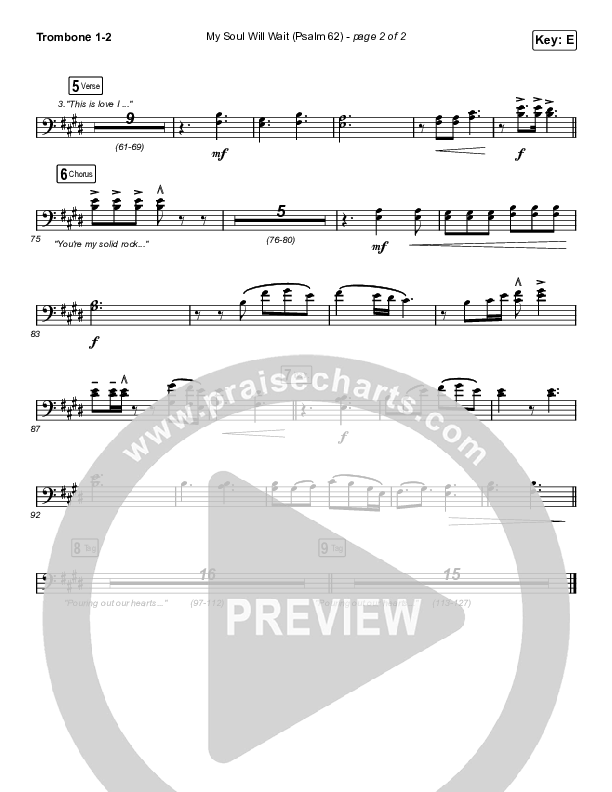 My Soul Will Wait (Psalm 62) (Sing It Now SATB) Trombone 1/2 (Sovereign Grace / Arr. Erik Foster)