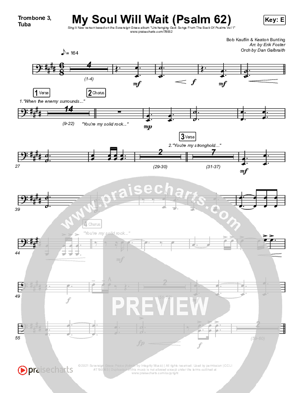 My Soul Will Wait (Psalm 62) (Sing It Now SATB) Trombone 3/Tuba (Sovereign Grace / Arr. Erik Foster)