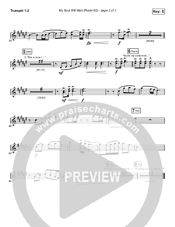 My Soul Will Wait (Psalm 62) (Sing It Now SATB) Trumpet 1,2 (Sovereign Grace / Arr. Erik Foster)