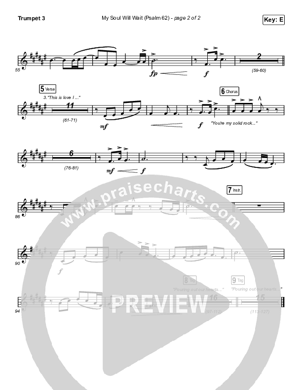 My Soul Will Wait (Psalm 62) (Sing It Now SATB) Trumpet 3 (Sovereign Grace / Arr. Erik Foster)