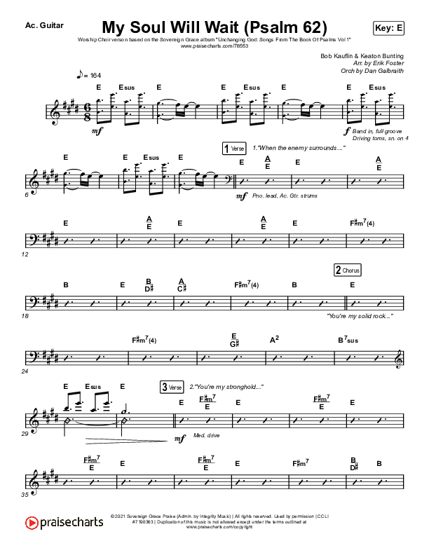 My Soul Will Wait (Psalm 62) (Worship Choir SAB) Acoustic Guitar (Sovereign Grace / Arr. Erik Foster)