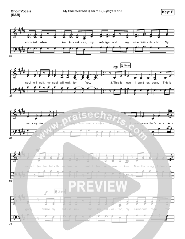My Soul Will Wait (Psalm 62) (Worship Choir SAB) Choir Sheet (SAB) (Sovereign Grace / Arr. Erik Foster)