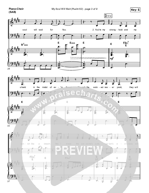 My Soul Will Wait (Psalm 62) (Worship Choir SAB) Piano/Choir (SAB) (Sovereign Grace / Arr. Erik Foster)