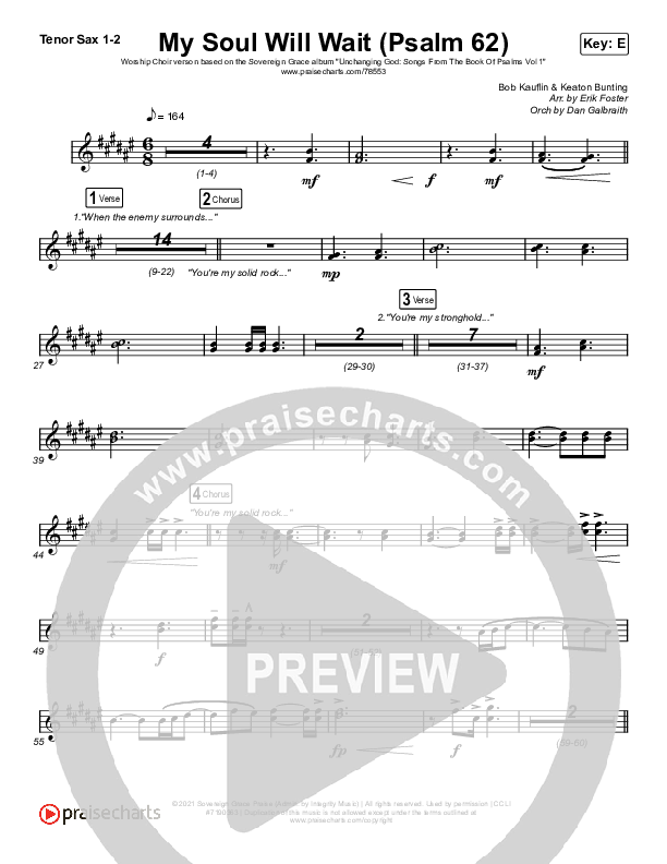 My Soul Will Wait (Psalm 62) (Worship Choir SAB) Sax Pack (Sovereign Grace / Arr. Erik Foster)