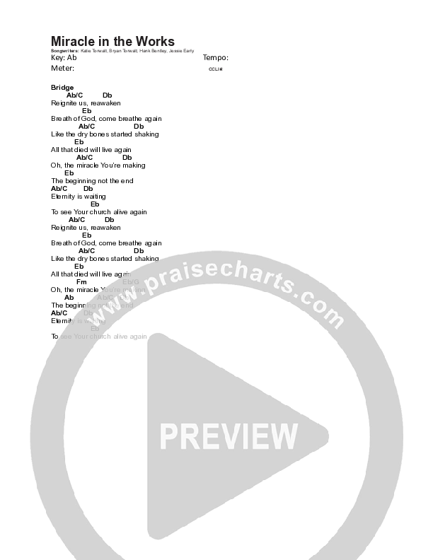 Miracle In The Works Chord Chart (Maverick City Music / TRIBL Music)