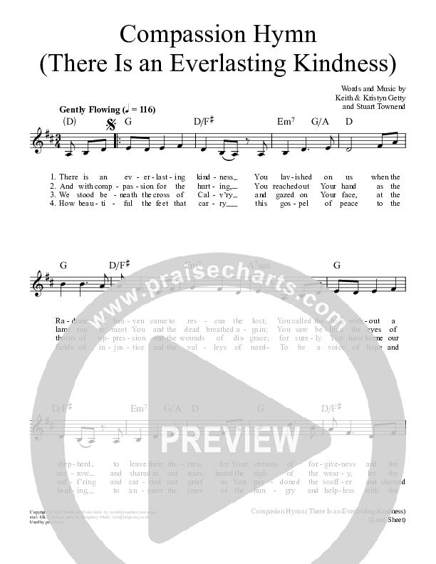 Compassion Hymn Lead Sheet (Keith & Kristyn Getty)