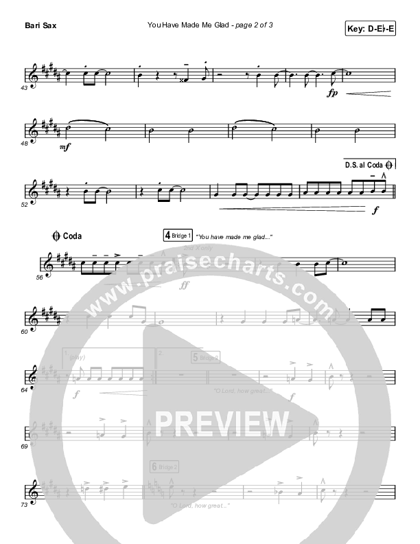 You Have Made Me Glad (Sing It Now SATB) Bari Sax (Charity Gayle / Arr. Erik Foster)