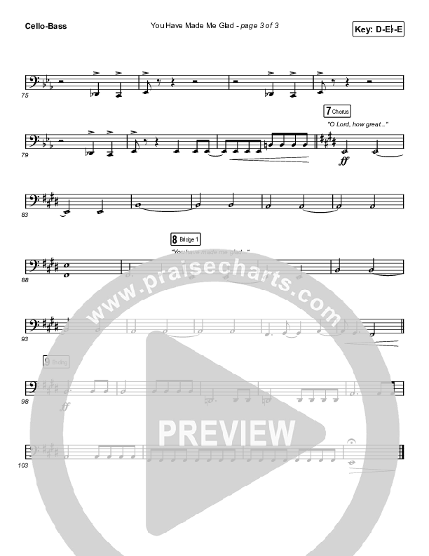 You Have Made Me Glad (Sing It Now SATB) Cello/Bass (Charity Gayle / Arr. Erik Foster)