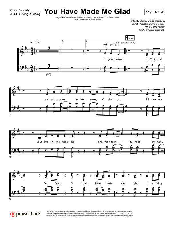 You Have Made Me Glad (Sing It Now SATB) Choir Sheet (SATB) (Charity Gayle / Arr. Erik Foster)