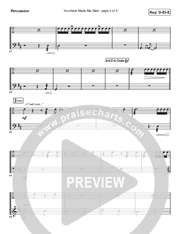 You Have Made Me Glad (Sing It Now SATB) Percussion (Charity Gayle / Arr. Erik Foster)
