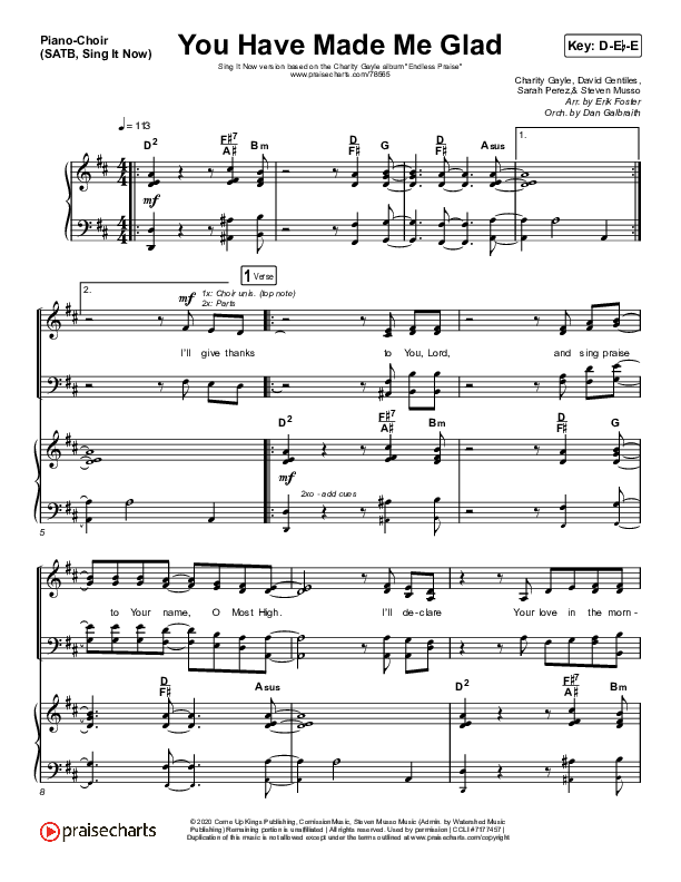 You Have Made Me Glad (Sing It Now SATB) Piano/Choir (SATB) (Charity Gayle / Arr. Erik Foster)