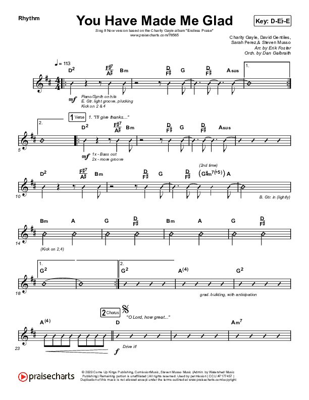 You Have Made Me Glad (Sing It Now SATB) Rhythm Chart (Charity Gayle / Arr. Erik Foster)