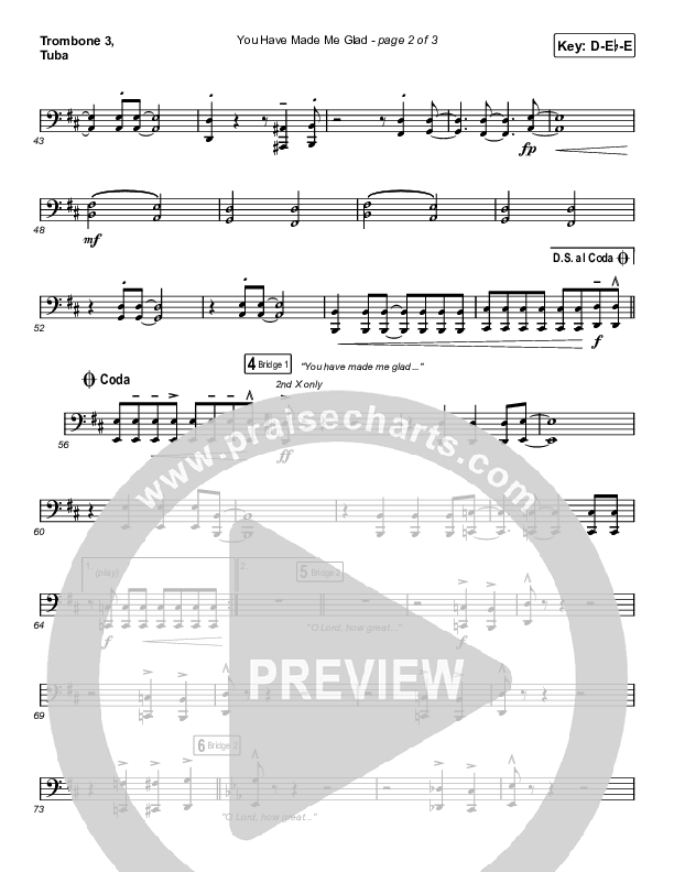 You Have Made Me Glad (Sing It Now SATB) Trombone 3/Tuba (Charity Gayle / Arr. Erik Foster)