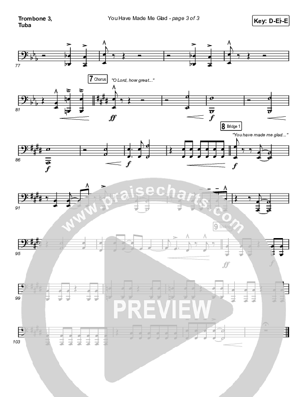 You Have Made Me Glad (Sing It Now SATB) Trombone 3/Tuba (Charity Gayle / Arr. Erik Foster)