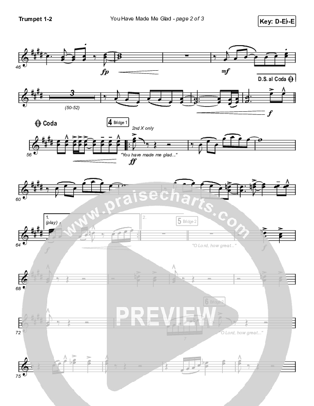 You Have Made Me Glad (Sing It Now SATB) Trumpet 1,2 (Charity Gayle / Arr. Erik Foster)