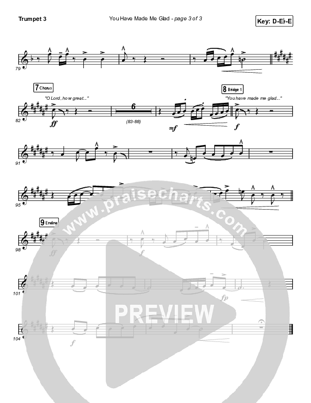 You Have Made Me Glad (Sing It Now SATB) Trumpet 3 (Charity Gayle / Arr. Erik Foster)