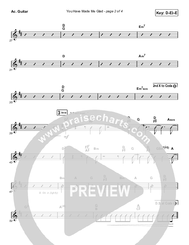 You Have Made Me Glad (Unison/2-Part Choir) Acoustic Guitar (Charity Gayle / Arr. Erik Foster)