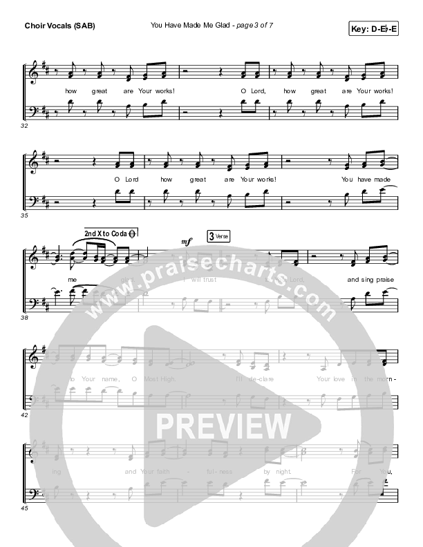 You Have Made Me Glad (Worship Choir SAB) Choir Sheet (SAB) (Charity Gayle / Arr. Erik Foster)