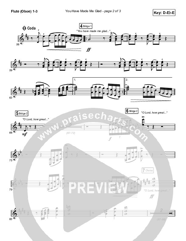 You Have Made Me Glad (Worship Choir SAB) Flute/Oboe 1/2/3 (Charity Gayle / Arr. Erik Foster)