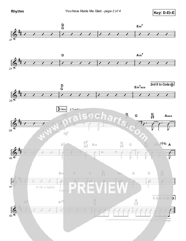 You Have Made Me Glad (Worship Choir SAB) Rhythm Chart (Charity Gayle / Arr. Erik Foster)