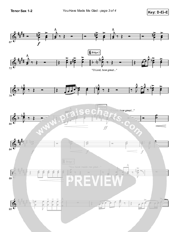 You Have Made Me Glad (Worship Choir SAB) Tenor Sax 1/2 (Charity Gayle / Arr. Erik Foster)