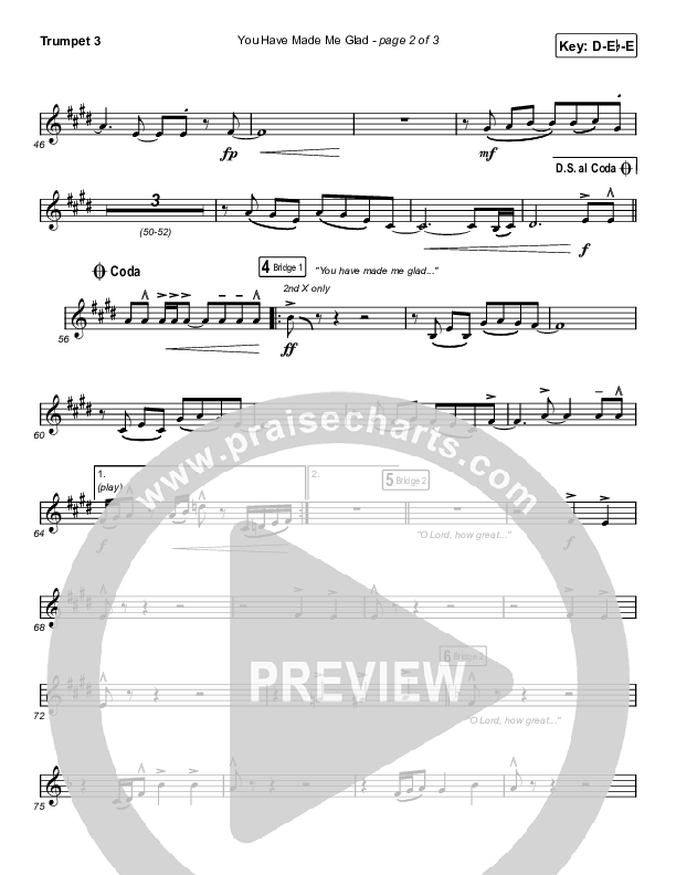 You Have Made Me Glad (Worship Choir SAB) Trumpet 3 (Charity Gayle / Arr. Erik Foster)