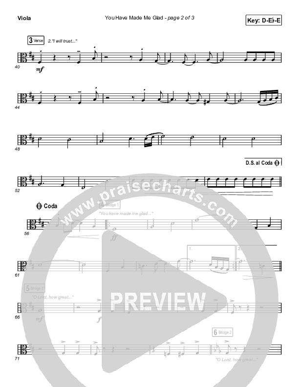 You Have Made Me Glad (Worship Choir SAB) Viola (Charity Gayle / Arr. Erik Foster)