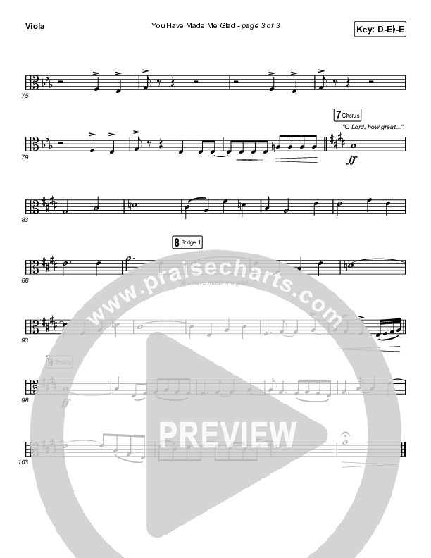 You Have Made Me Glad (Worship Choir SAB) Viola (Charity Gayle / Arr. Erik Foster)