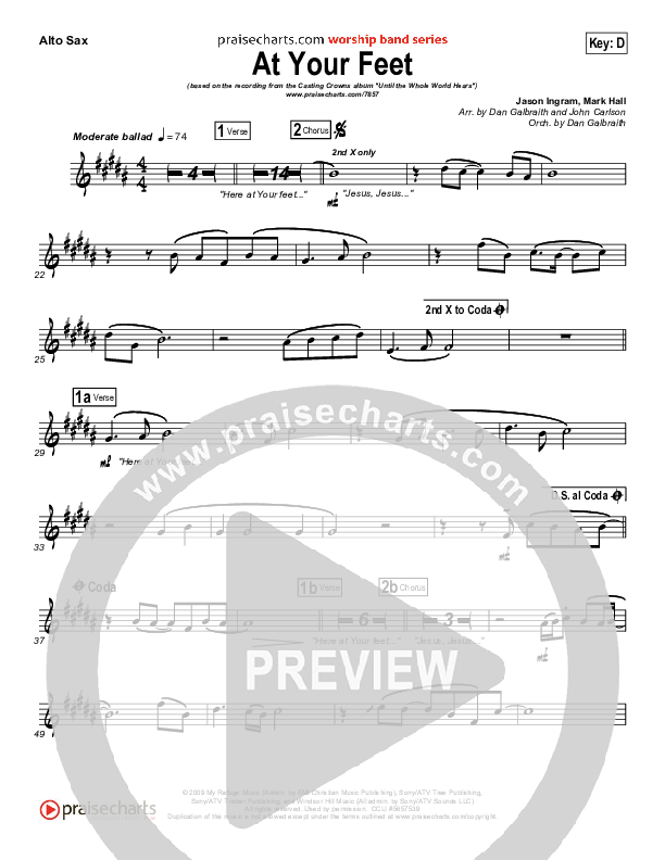 At Your Feet Alto Sax (Casting Crowns)