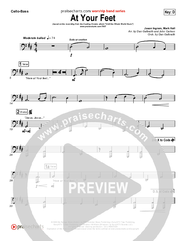 At Your Feet Cello/Bass (Casting Crowns)