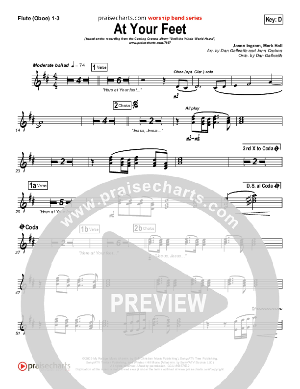 At Your Feet Flute/Oboe 1/2/3 (Casting Crowns)