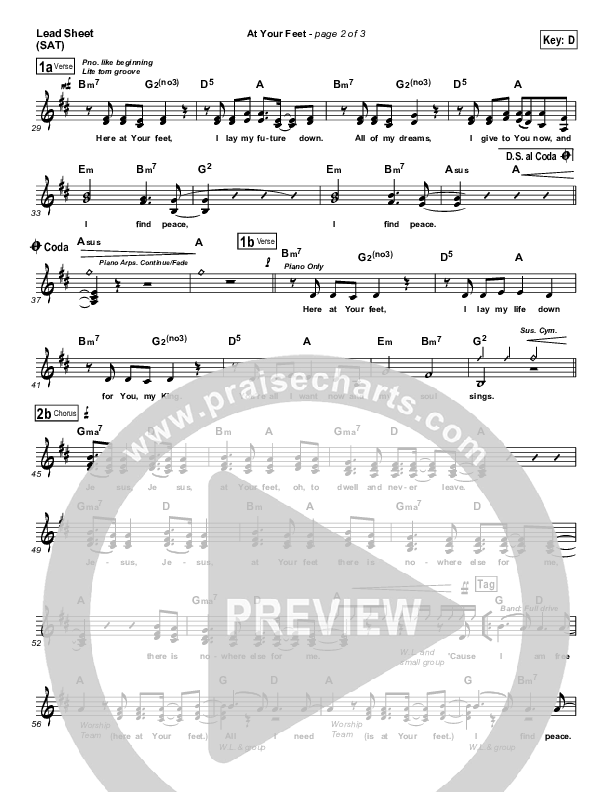 At Your Feet Lead Sheet (Casting Crowns)