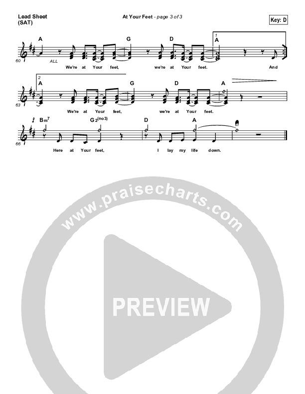 At Your Feet Lead Sheet (Casting Crowns)