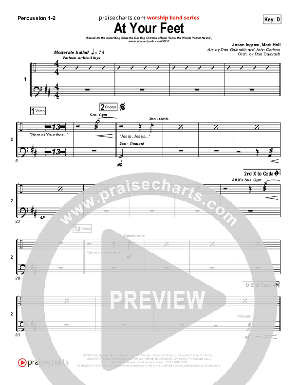 At Your Feet Percussion 1/2 (Casting Crowns)