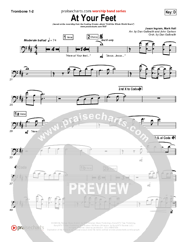 At Your Feet Trombone 1/2 (Casting Crowns)