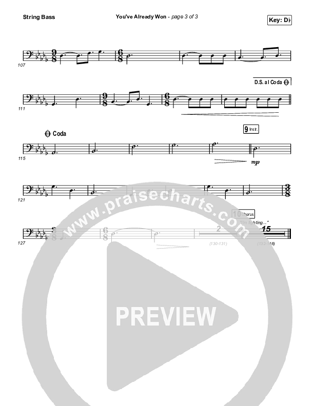 You've Already Won String Bass Sheet Music PDF (Shane & Shane