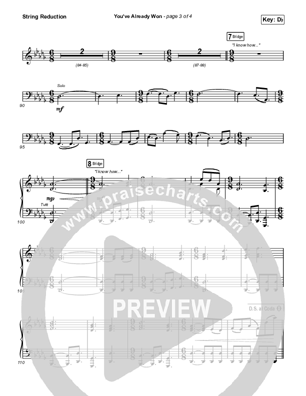 You've Already Won String Reduction Sheet Music PDF (Shane & Shane