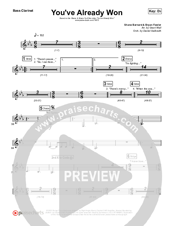 You've Already Won (YouTube) Bass Clarinet (Shane & Shane)